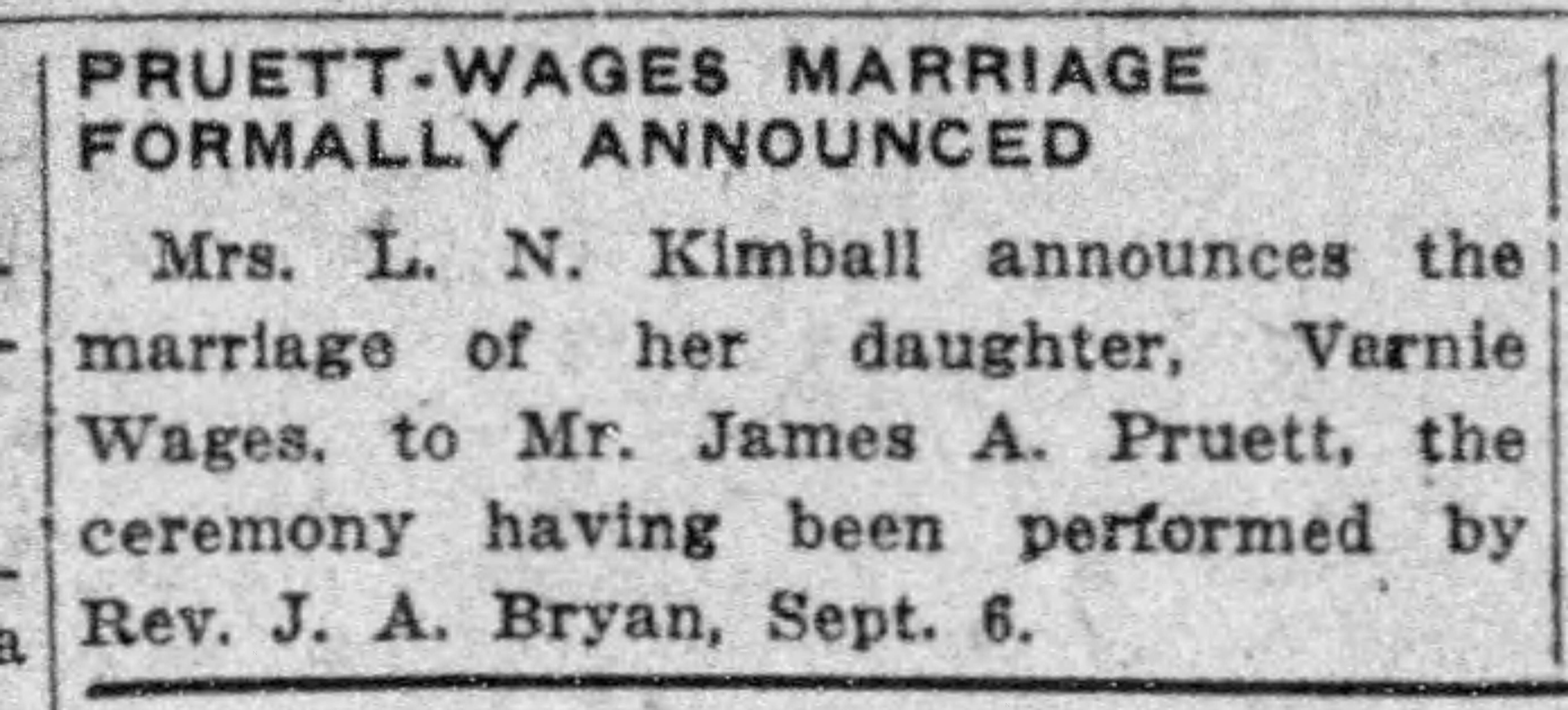 Pruitt-Wages Marriage Announced